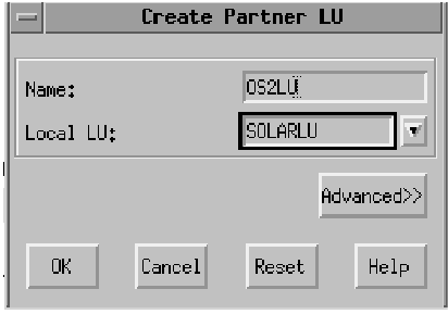 Create Partner LU. Instructions on entering information in the window are given in the text following this figure.