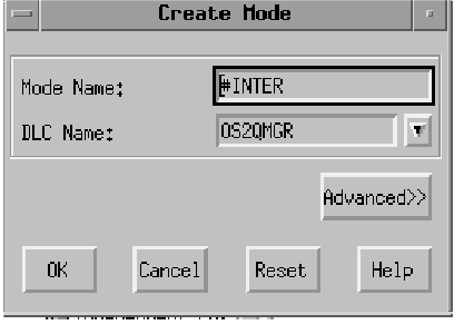 Create Mode window. . Instructions on entering information in the window are given in the text following this figure.