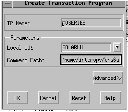 Create Transaction Program window. Instructions on entering information in the window are given in the text following this figure.