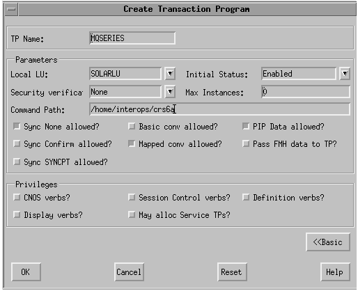 Create Mode (advanced) window. Instructions on entering information in the window are given in the text following this figure.
