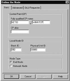 The Define the Node property sheet