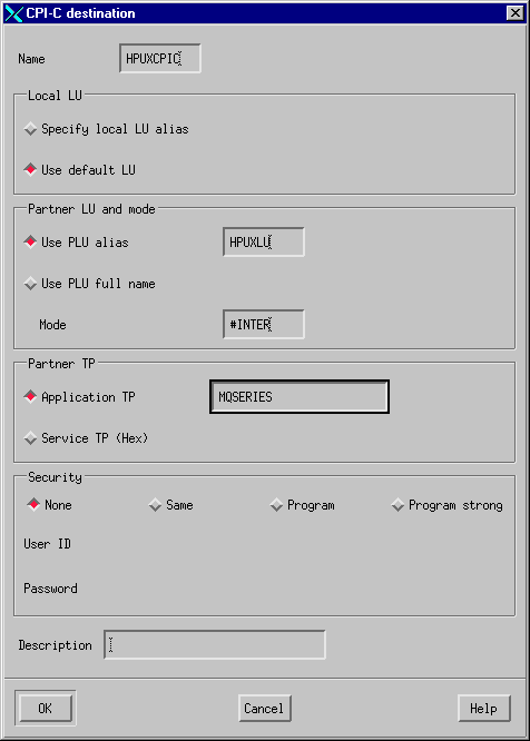 Adding a CPI-C destination. The instructions that follow guide you through the next step in the process.