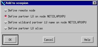 Defining a partner LU. The instructions that follow explain how to use this panel.