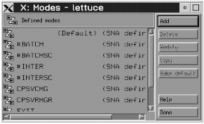 Displaying modes from the APPC selection of the Services pull-down