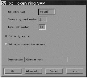 Adding a token-ring port. Instructions for using this panel are given in the text following this figure.