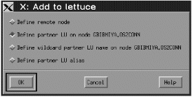 Defining a partner LU. Instructions for using the panel are given in the text following this figure.