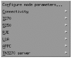 The services pull-down from the SNAplus2 main menu. Instructions for using the pull-down menu are given in the text following this figure.