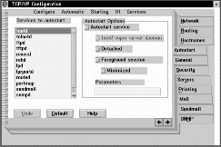 The TCP/IP Configuration panel - Autostart page. Instructions on using the panel follow this figure.